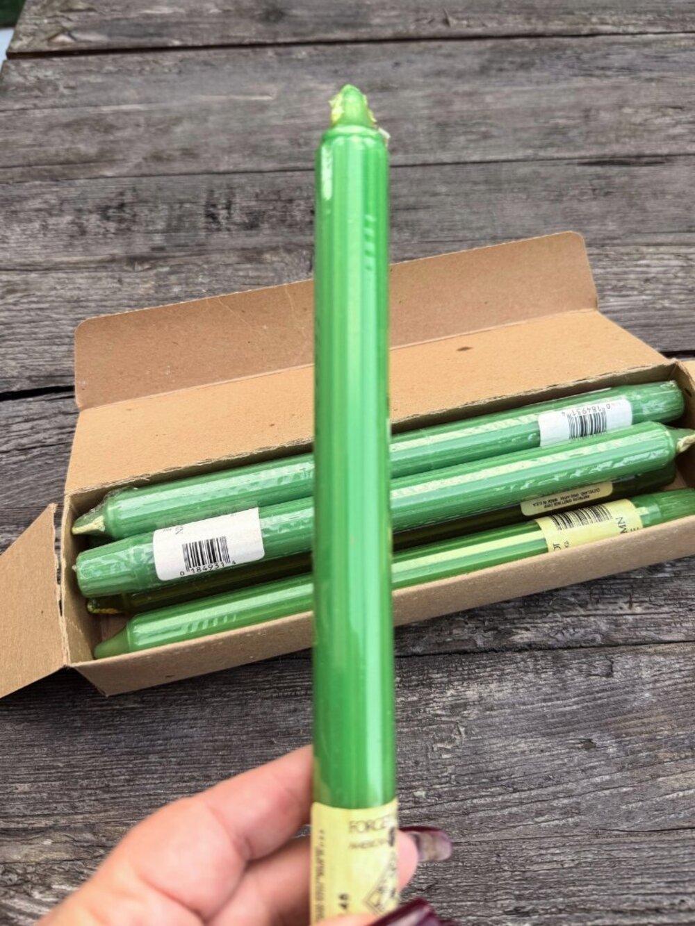 5 Vintage Green Forget Me Not American Greetings Fluted Column 10” Candlesticks